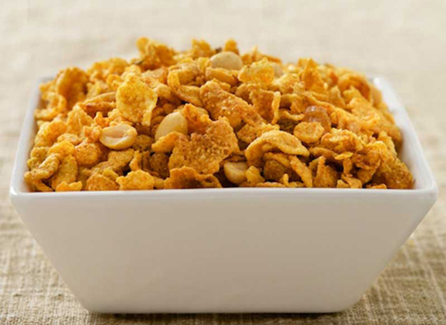 Corn Chewda Snacks with Tea